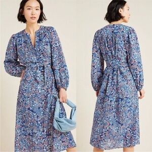 Anthropologie Beau Belted Midi Dress Medium